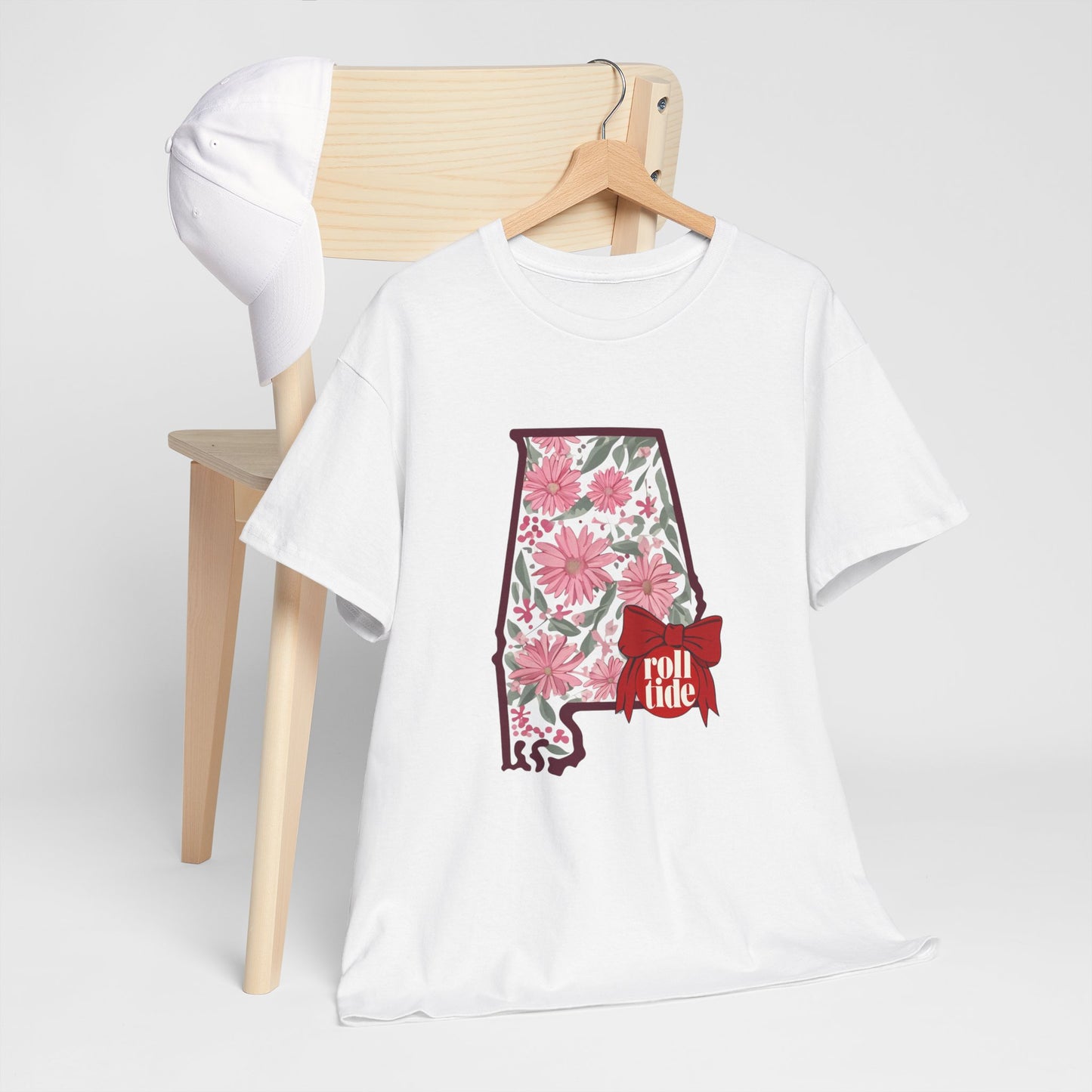 Floral Alabama Tee - Roll Tide Unisex Heavy Cotton T-Shirt, Casual Wear, Game Day Outfit, College Apparel, Southern Pride