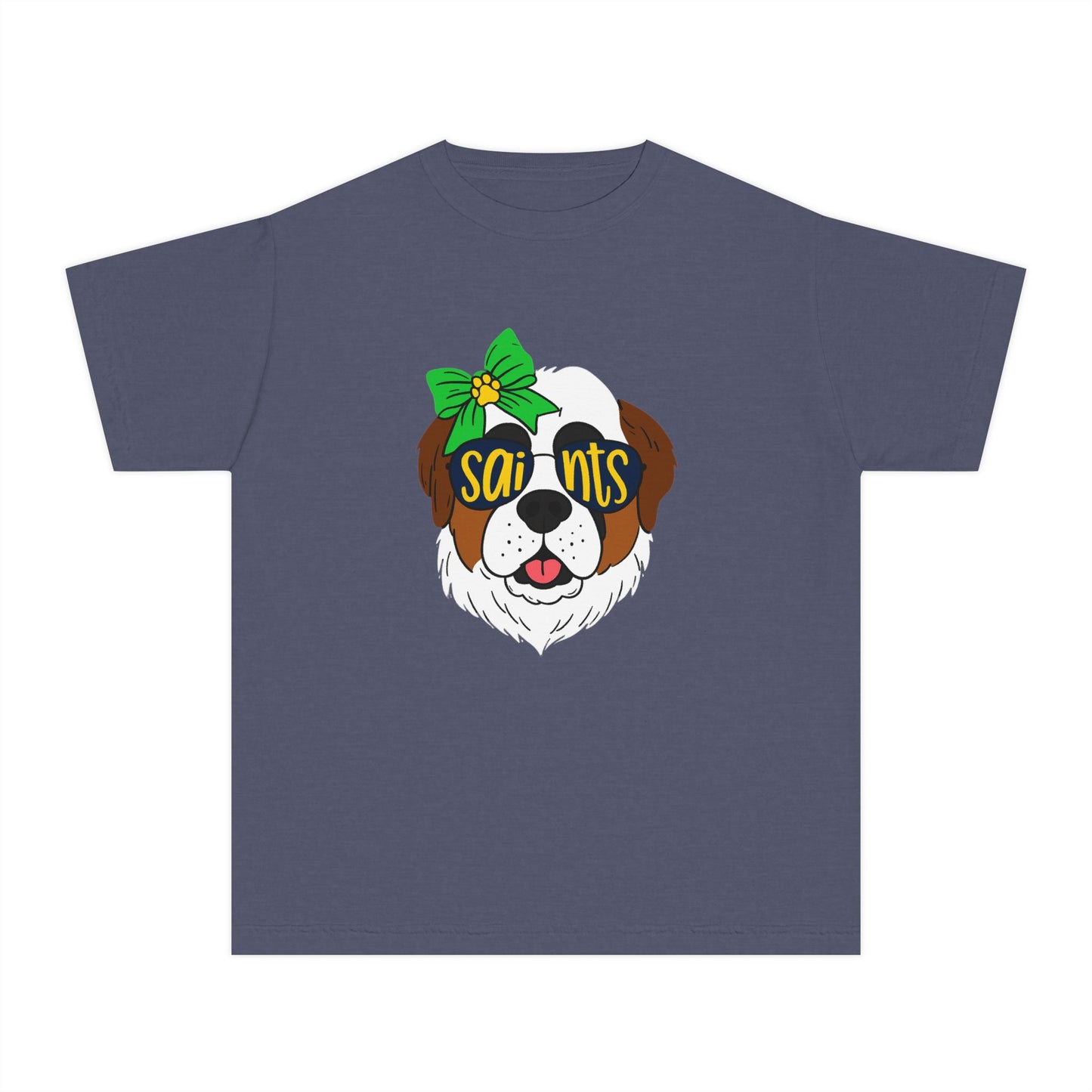 Saints Dog Youth Tee, Cute Puppy T-Shirt, Pet Lover Gift, Casual Wear, Birthday, Family Reunion, Dog Show