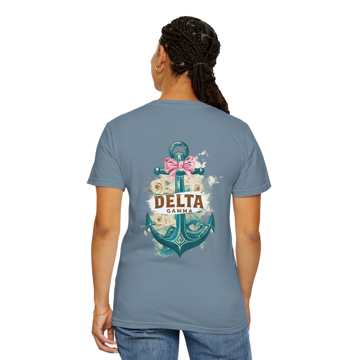 Delta Gamma Unisex Garment-Dyed T-Shirt, Sorority Pride Shirt, Nautical Design Tee, Perfect for Recruitment and Celebrations, Gift Idea