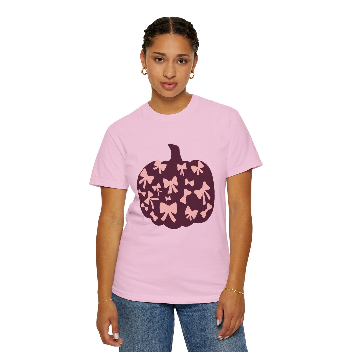 Pumpkin Bow Graphic Tee | Unisex Fall T-Shirt, Halloween Top, Cute Autumn Shirt, Gift for Her, Festival Wear