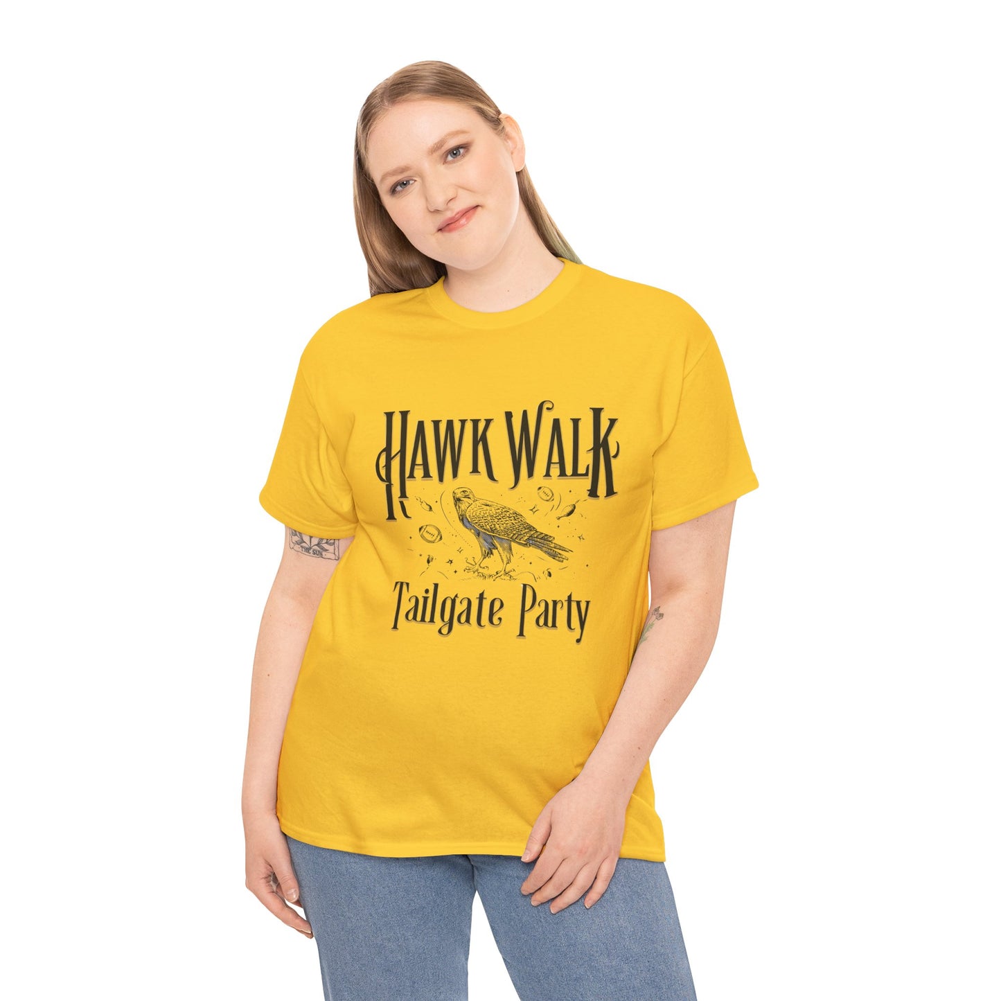 Hawk Walk Tailgate Tee, Unisex Cotton Shirt, Outdoor Event T-Shirt, Festival Wear, Bird Lover Gift, Sports Gathering Apparel