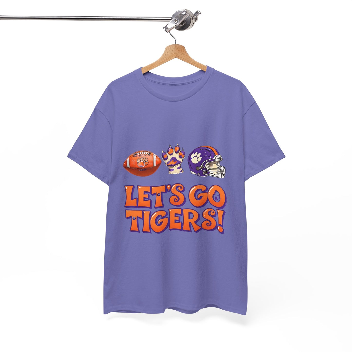 Unisex Heavy Cotton Tee - Let's Go Tigers! Sports Fan Tee, Game Day Shirt, Tailgate Apparel, Team Pride Top, College Football Gear