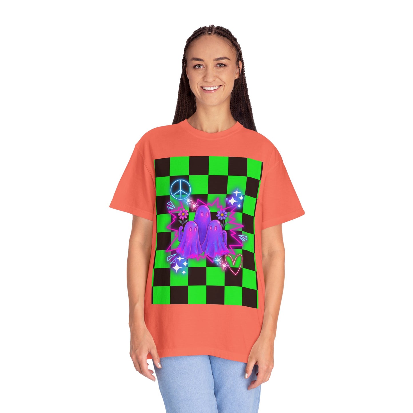 Vibrant Ghost Graphic Tee, Unisex T-shirt, Retro Vibe Shirt, Perfect for Halloween, Party Wear, Casual Style, Unique Gift