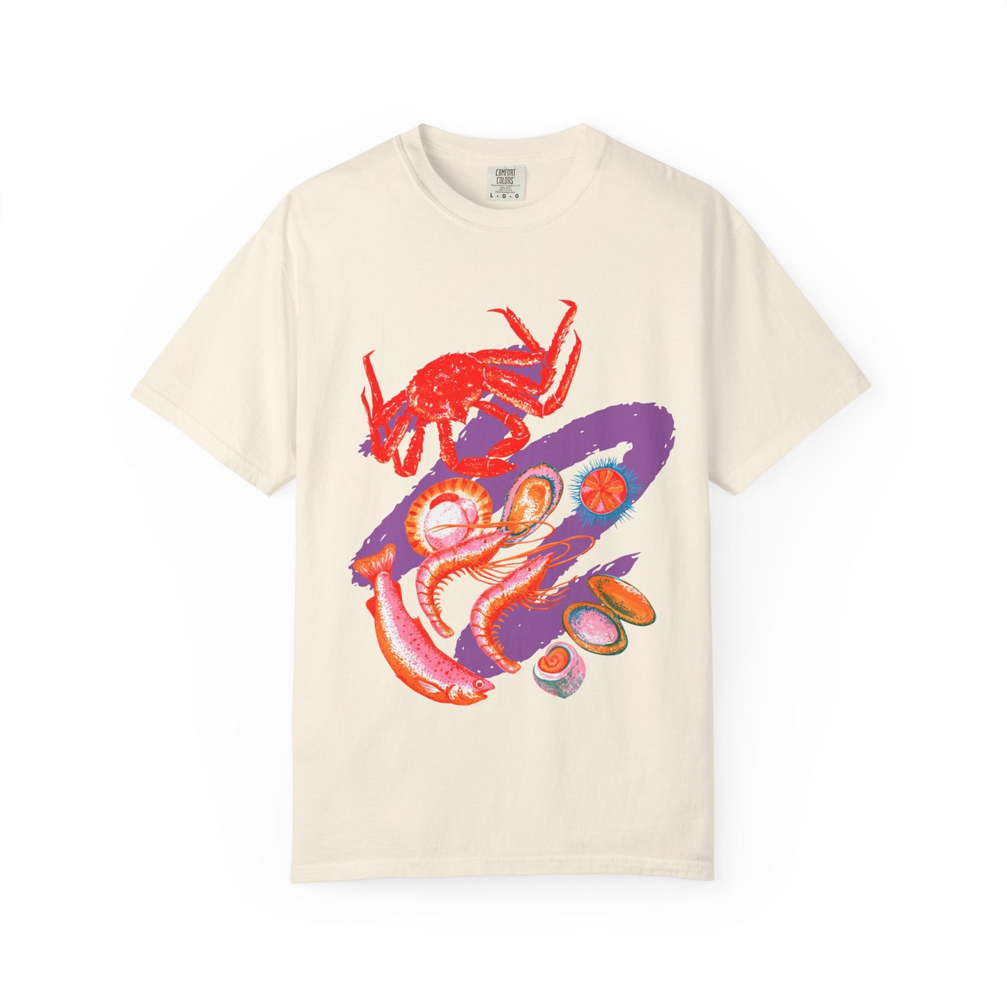 Comfort Colors Vibrant Seafood T-Shirt, French Coastal Tee, Distressed Shirt, Oversized Coquette Aesthetic, Nautical Style