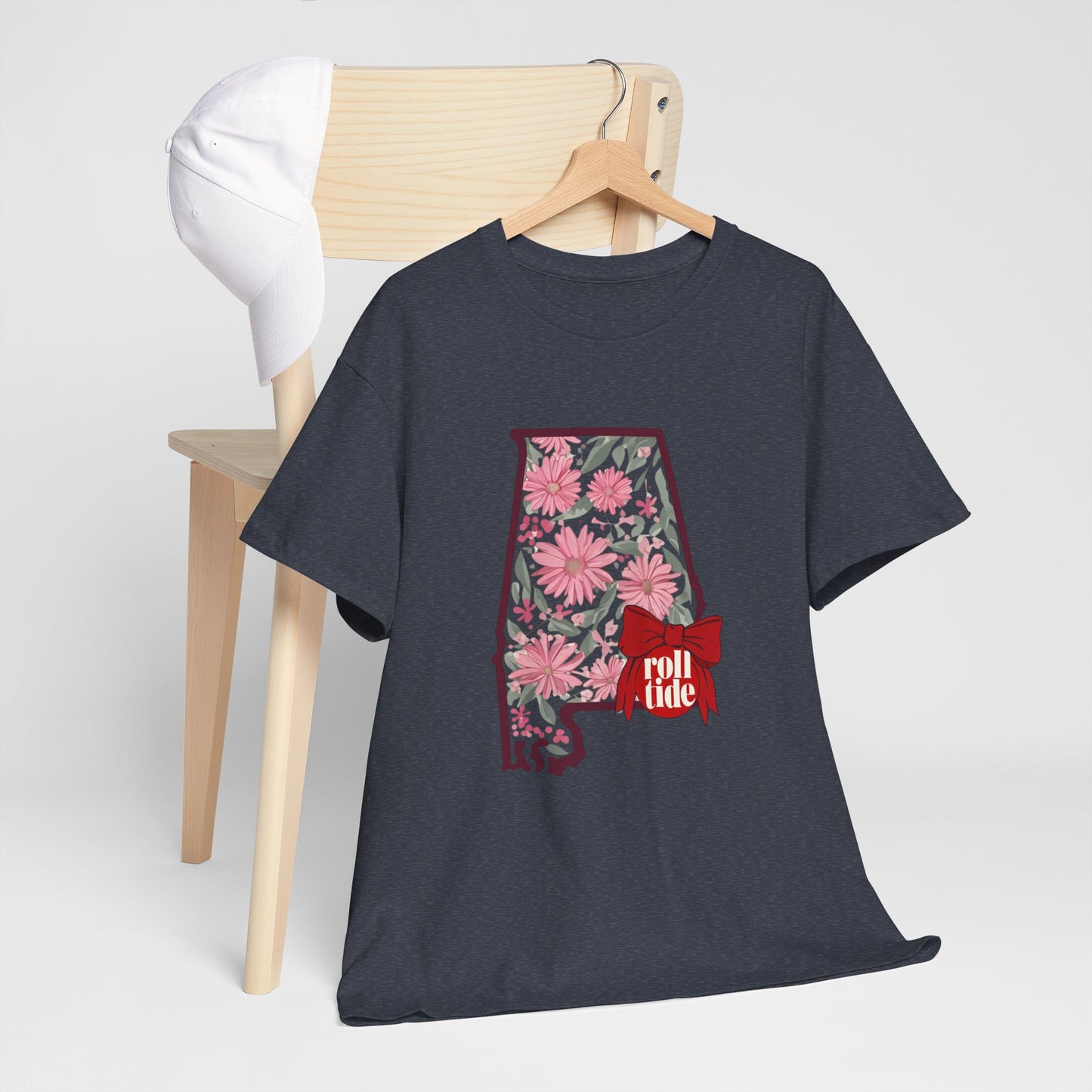 Floral Alabama Tee - Roll Tide Unisex Heavy Cotton T-Shirt, Casual Wear, Game Day Outfit, College Apparel, Southern Pride