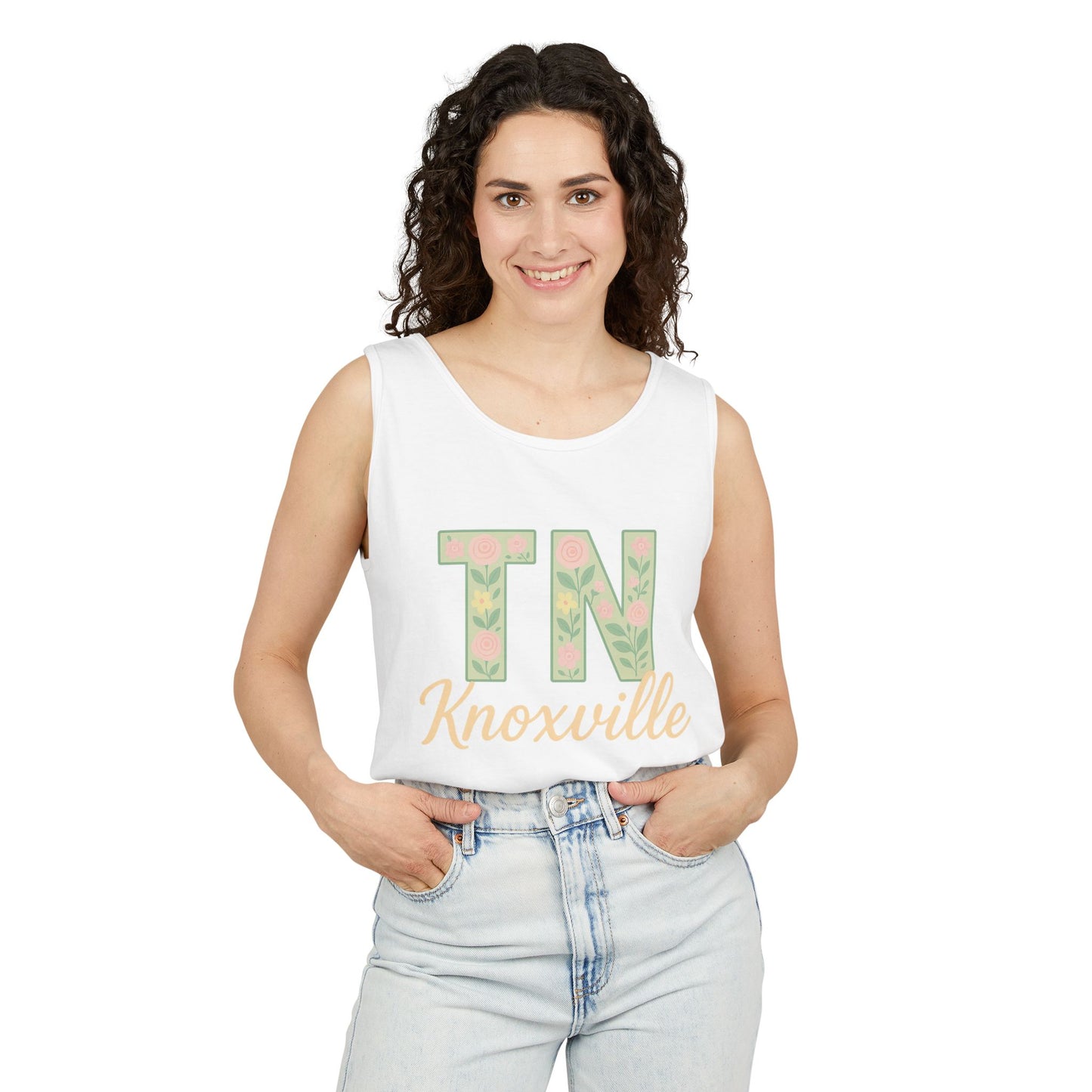Tennessee Floral Tank Top, Unisex Sleeveless Shirt, Summer Tee, Casual Wear, Gift for Her, Comfort Colors, Graduation Gift, Rocky Top