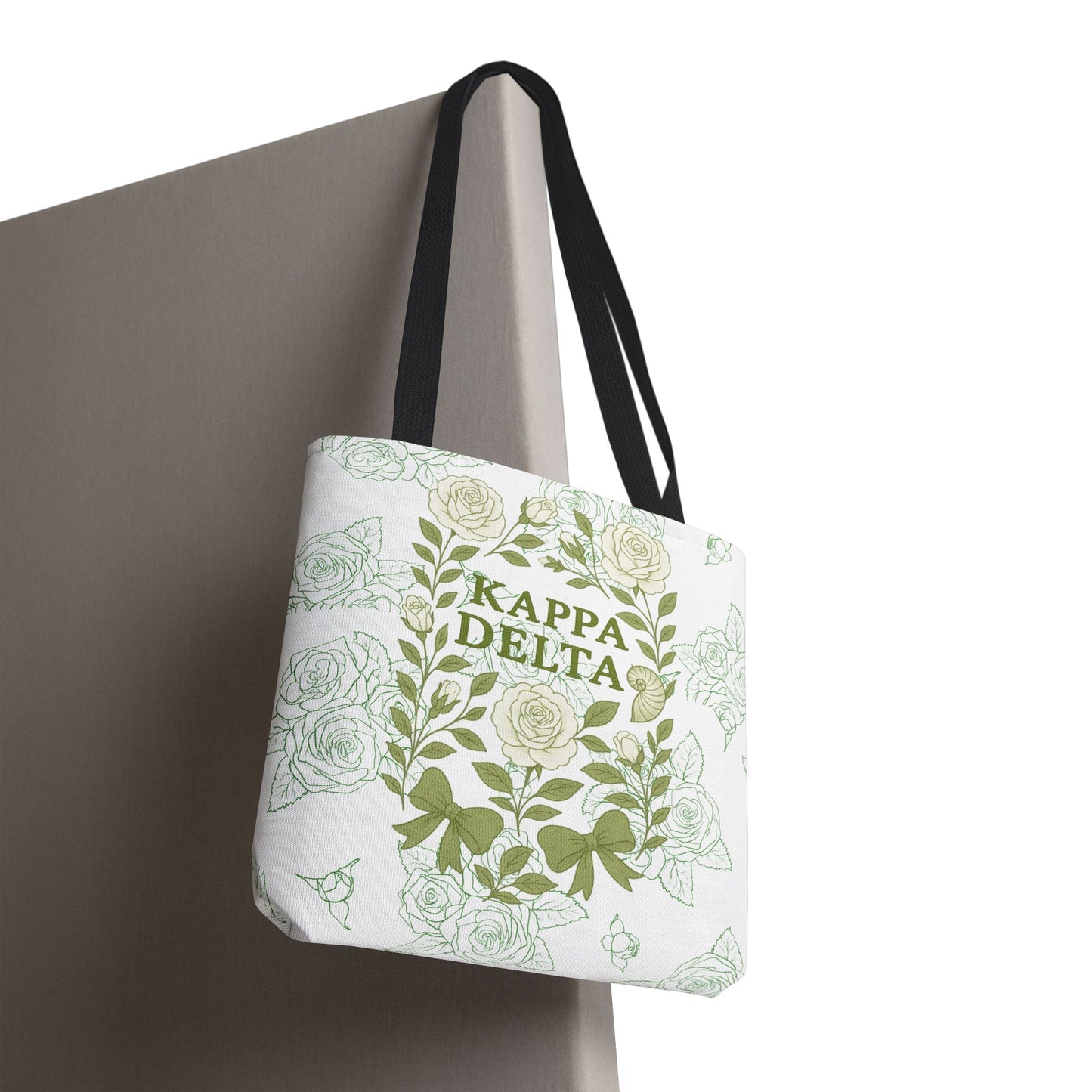 Elegant Kappa Delta Tote Bag, Floral AOP Design, Sorority Bag, Gift for Sisters, Eco-Friendly Shopping Bag