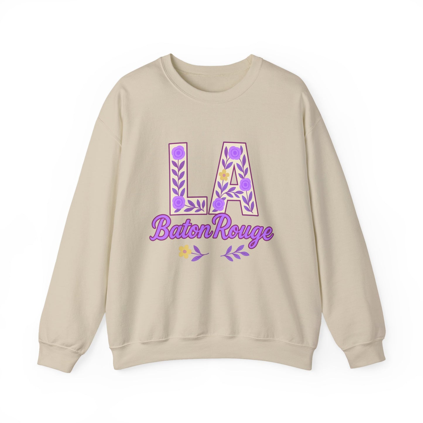 LA Baton Rouge Floral Sweatshirt, Cozy Crewneck for Fall, Gift for Friends, Casual Outing, Southern Style Apparel