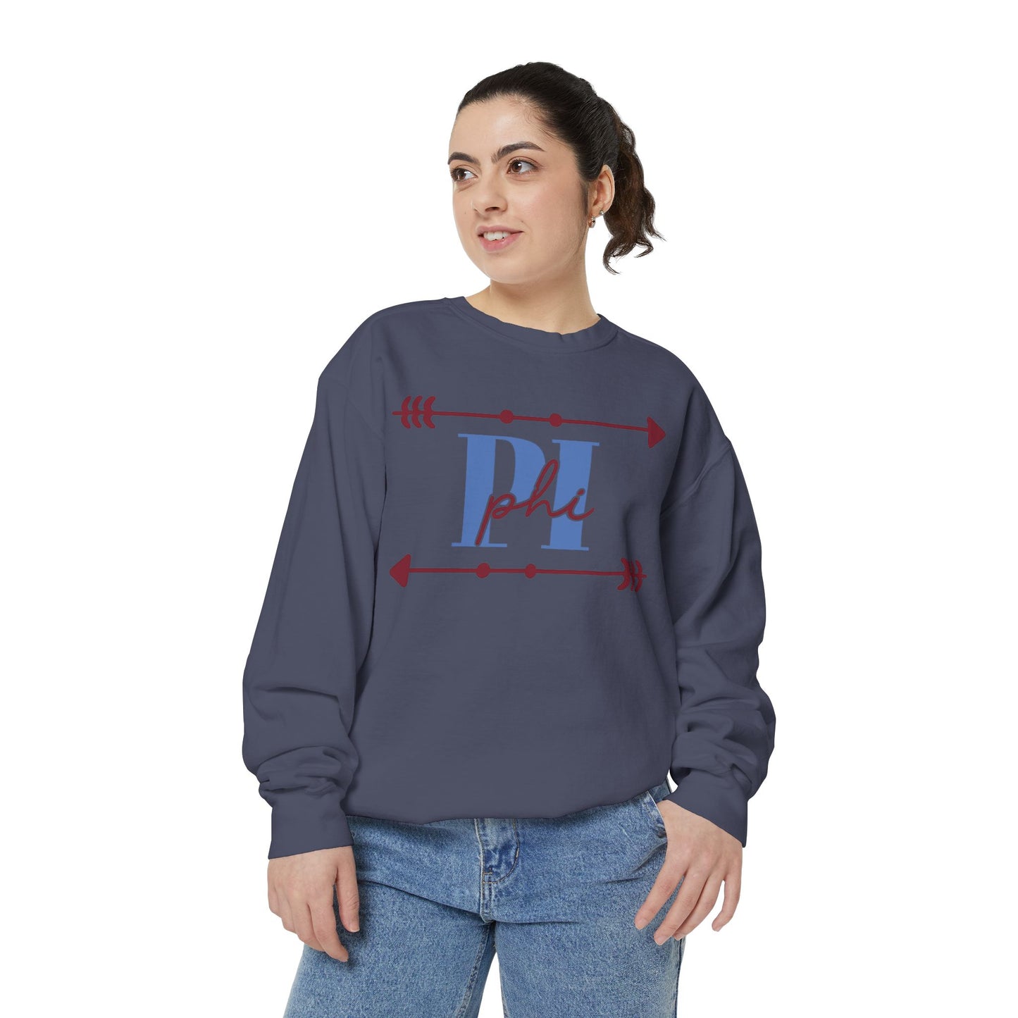 Phi Garment-Dyed Sweatshirt - Cozy Casual Unique Gift College Apparel Graduation Outfit