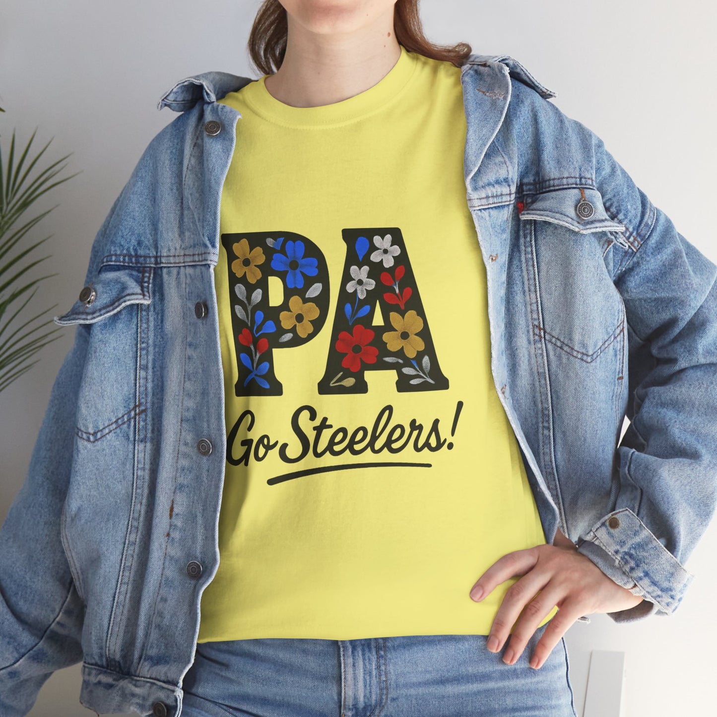 Sports Fan Tee - Floral PA Go Steelers Unisex Heavy Cotton Tee
