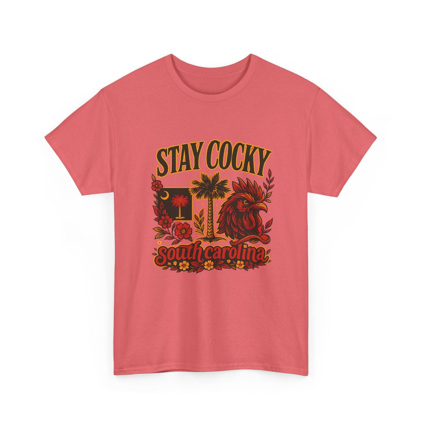 Stay Cocky Unisex Heavy Cotton Tee, Casual Graphic Tee, South Carolina Pride Shirt, Fun Vacation Wear, Perfect Gift for Gamecocks Fans