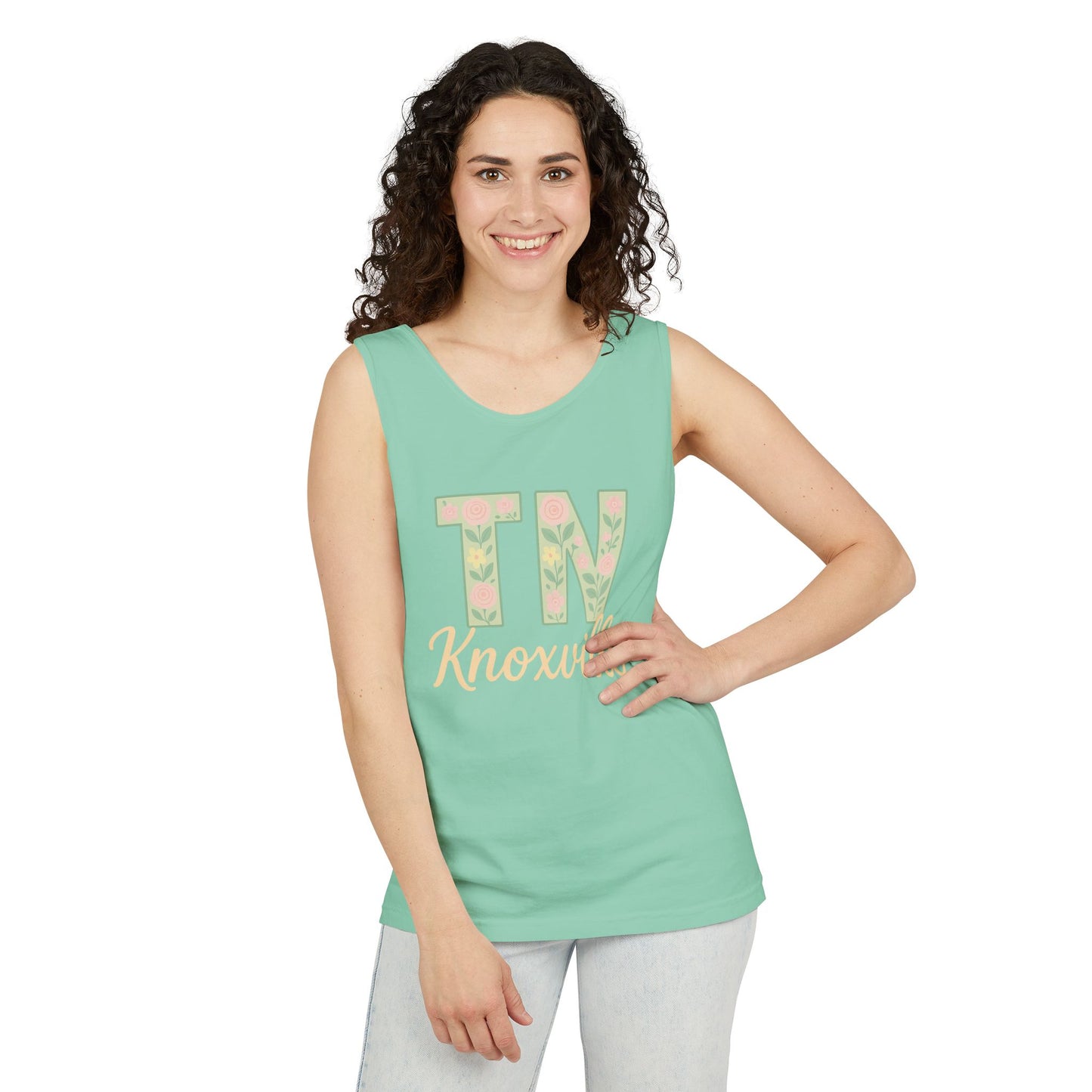 Tennessee Floral Tank Top, Unisex Sleeveless Shirt, Summer Tee, Casual Wear, Gift for Her, Comfort Colors, Graduation Gift, Rocky Top