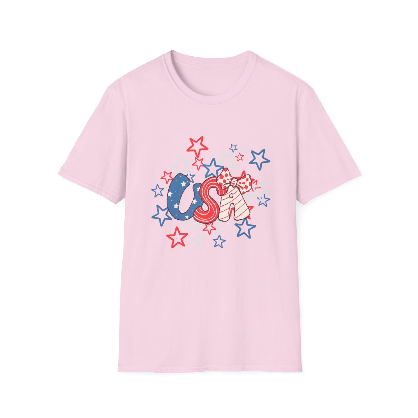 Patriotic Unisex T-Shirt for Independence Day, July 4th Celebration, Star-Patterned Tee, USA Graphic Top, Casual American Apparel