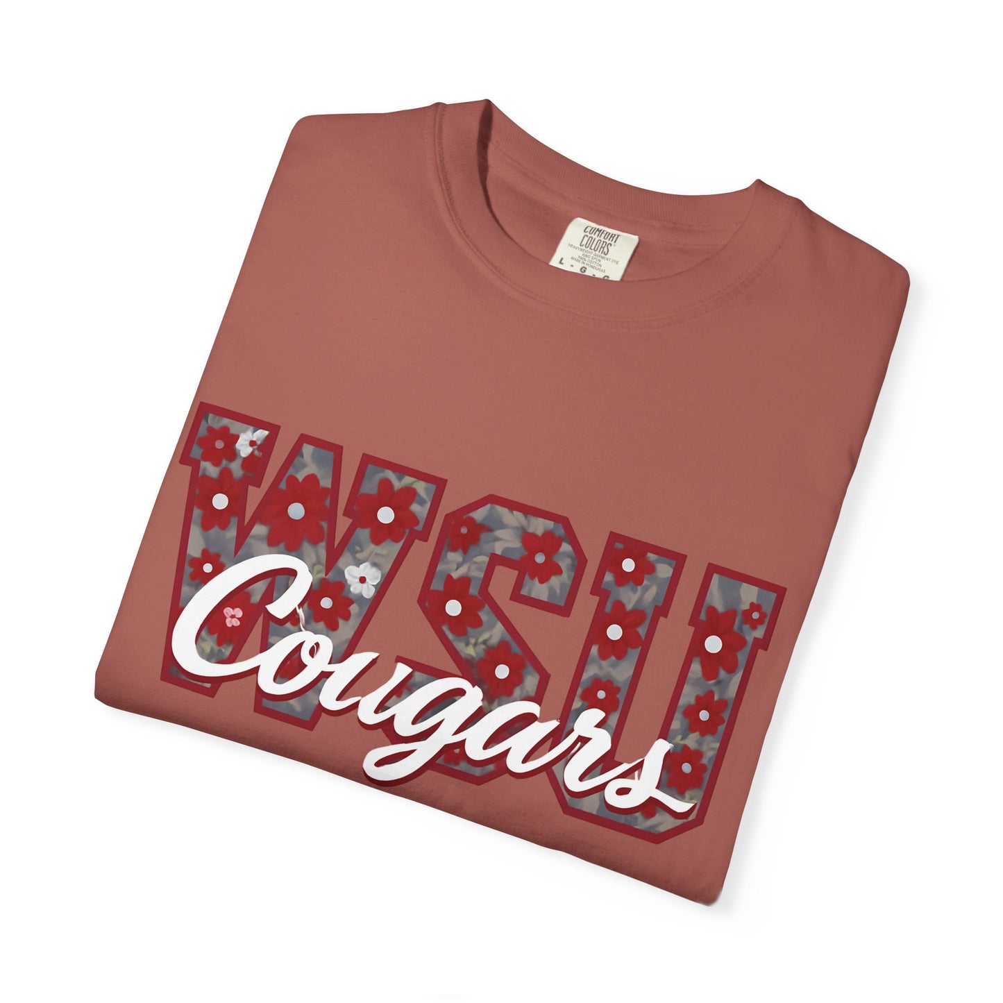 Garment-Dyed T-Shirt with WSU Cougars Design, Casual Wear, College Apparel, Sports Fan Gear, Comfortable Lifestyle Top, WSU Cougars
