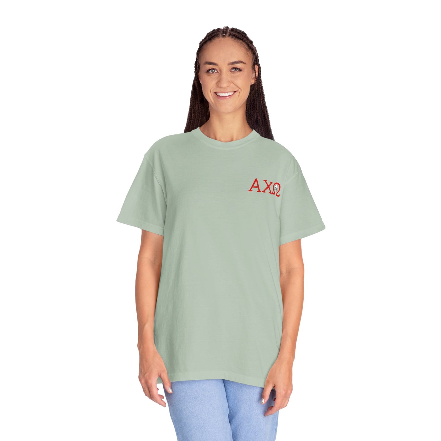 Alpha Chi Omega Garment-Dyed T-shirt, Unisex College Apparel, Sorority Shirt, Graduation Gift, Vintage Style Tee