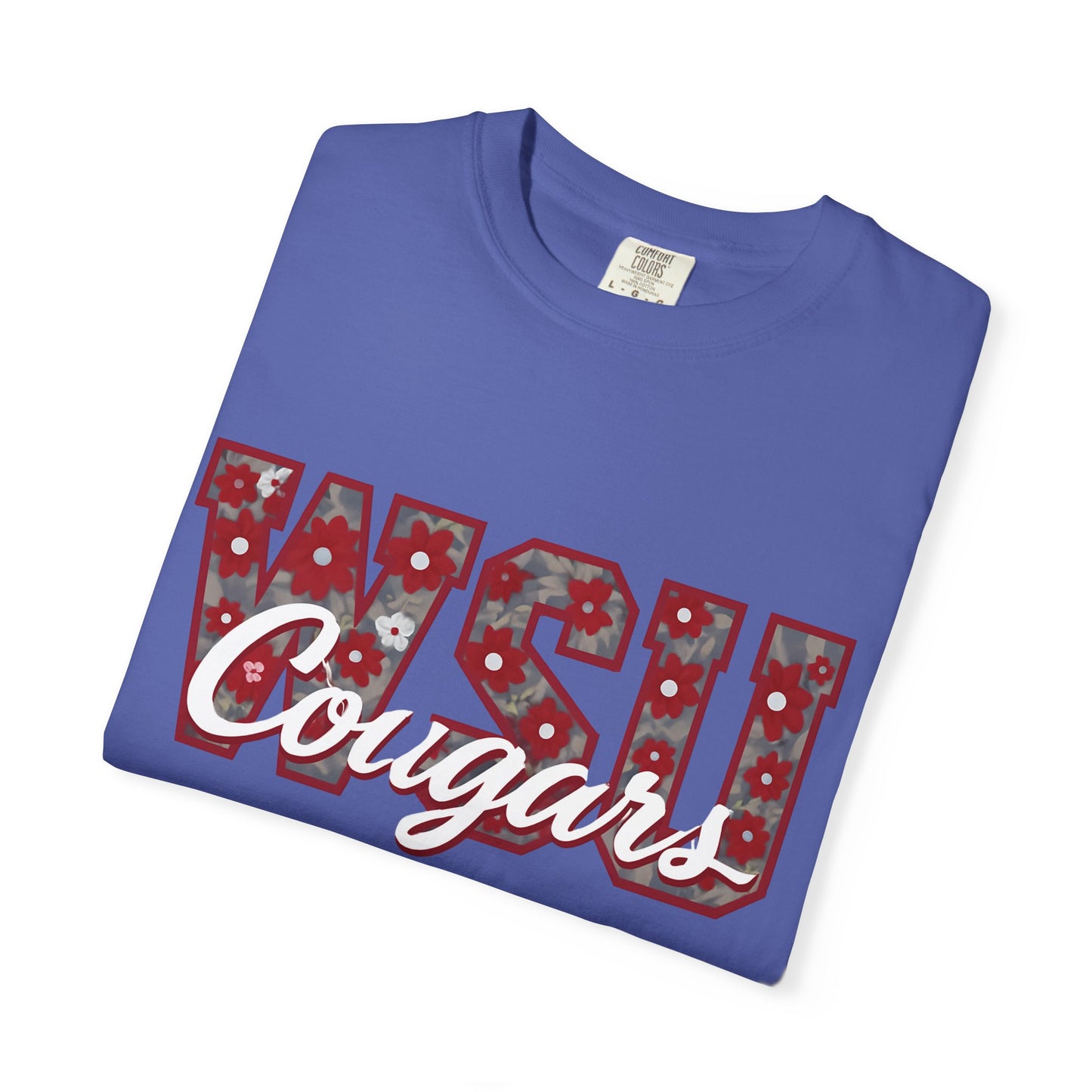 Garment-Dyed T-Shirt with WSU Cougars Design, Casual Wear, College Apparel, Sports Fan Gear, Comfortable Lifestyle Top, WSU Cougars