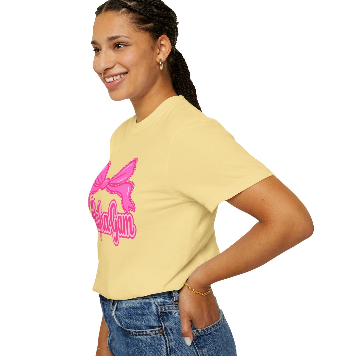 AlphaGam Bow T-Shirt | Unisex Garment-Dyed Tee for Sorority Sisters, College Apparel, Gifts for Greek Life, Casual Outfit, Sorority [...]