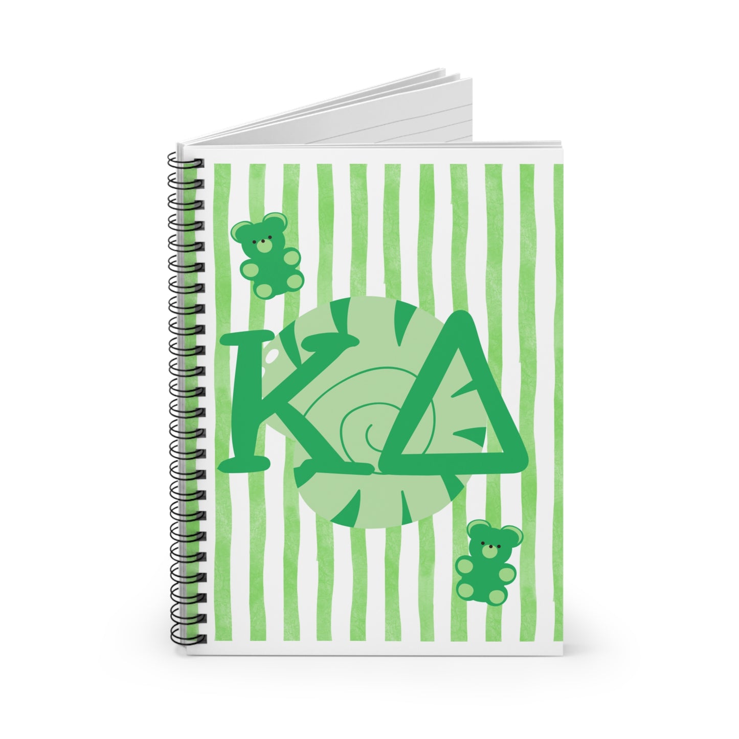 Spiral Notebook - Whimsical Green Bears Sorority Bid Day Kappa Delta Gift
