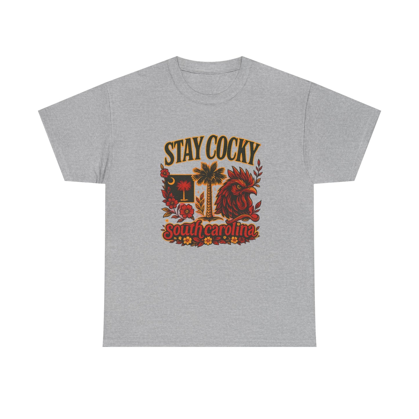 Stay Cocky Unisex Heavy Cotton Tee, Casual Graphic Tee, South Carolina Pride Shirt, Fun Vacation Wear, Perfect Gift for Gamecocks Fans