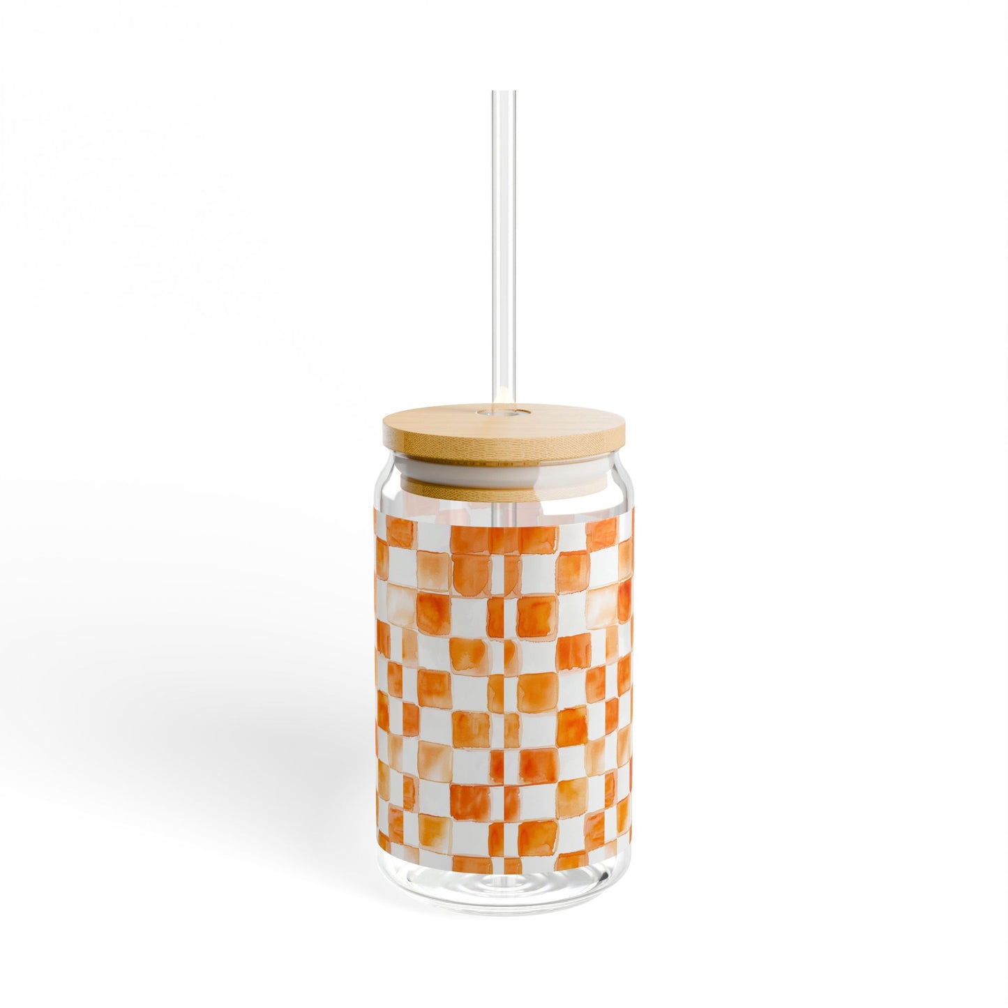 Tennessee Checkered 16oz Sipper Glass, Tennessee Checkered Chic - Stylish Drinkware for Home, Parties, Gifts