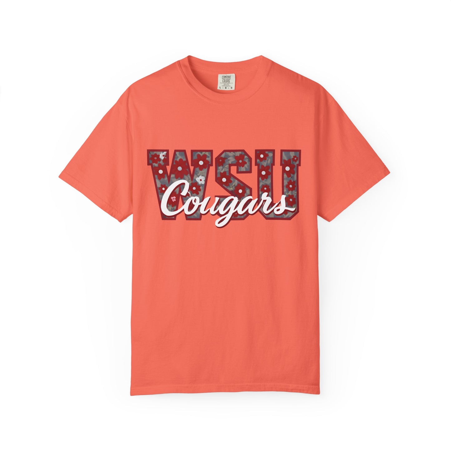 Garment-Dyed T-Shirt with WSU Cougars Design, Casual Wear, College Apparel, Sports Fan Gear, Comfortable Lifestyle Top, WSU Cougars