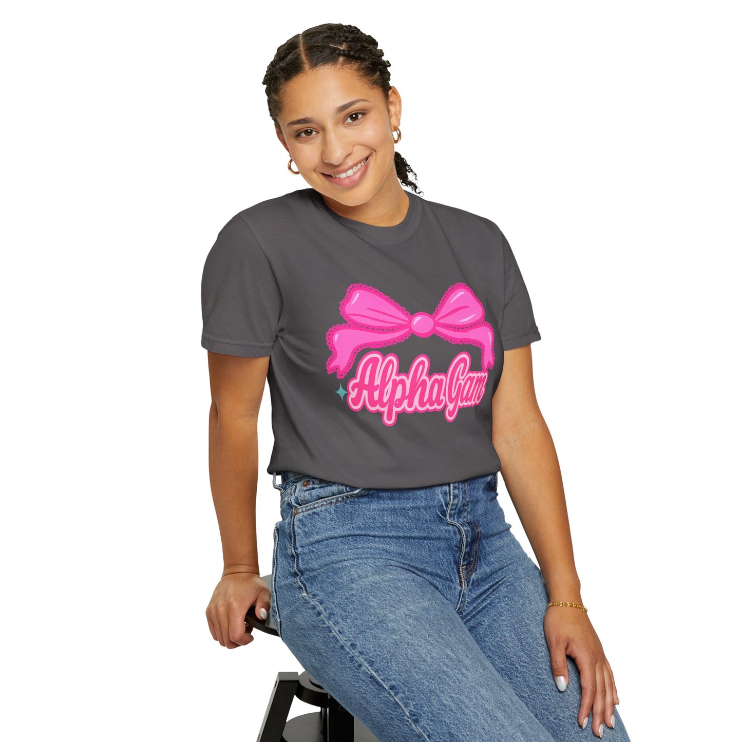 AlphaGam Bow T-Shirt | Unisex Garment-Dyed Tee for Sorority Sisters, College Apparel, Gifts for Greek Life, Casual Outfit, Sorority [...]