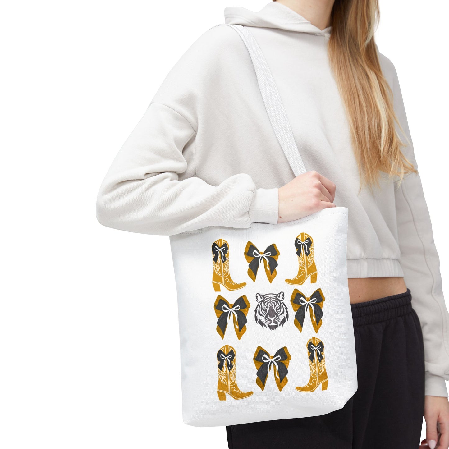 Mizzou tigers tote bag, missouri game day, Stylish Tote Bag with Boots and Tiger Design, missouri fan gift, missouri tigers alumni, graduation gift, mo tigers