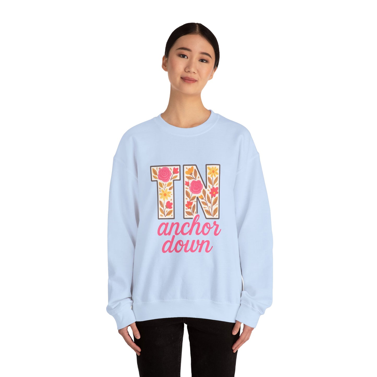 Cozy Floral Crewneck Sweatshirt with TN Design, Cute Gifts for Tennessee Fans, Casual Fall Wear, Perfect for Holidays & Gatherings