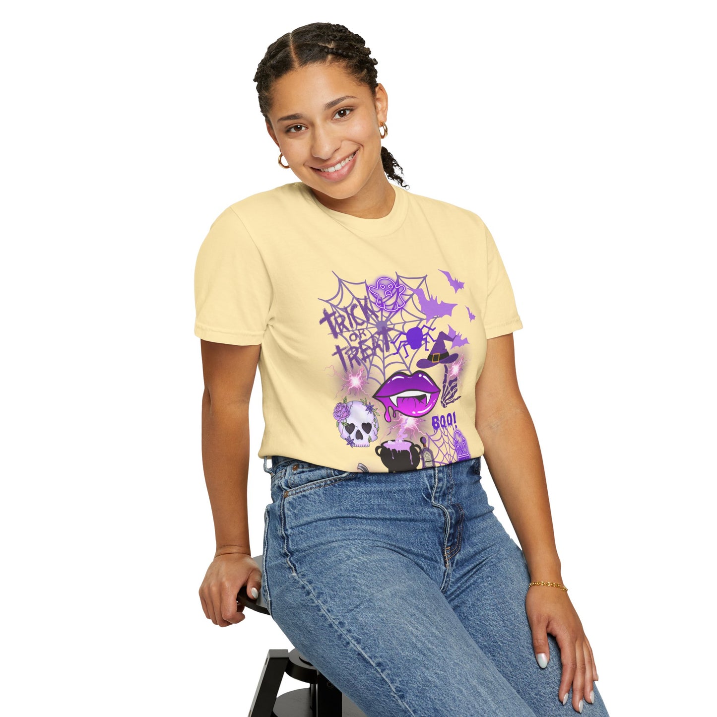 Spooky Purple Vibes Halloween Graphic T-Shirt, Fun Unisex Tee for Spooky Season, Trick or Treat, Boo! Shirt, Halloween Party Wear, Gift Idea