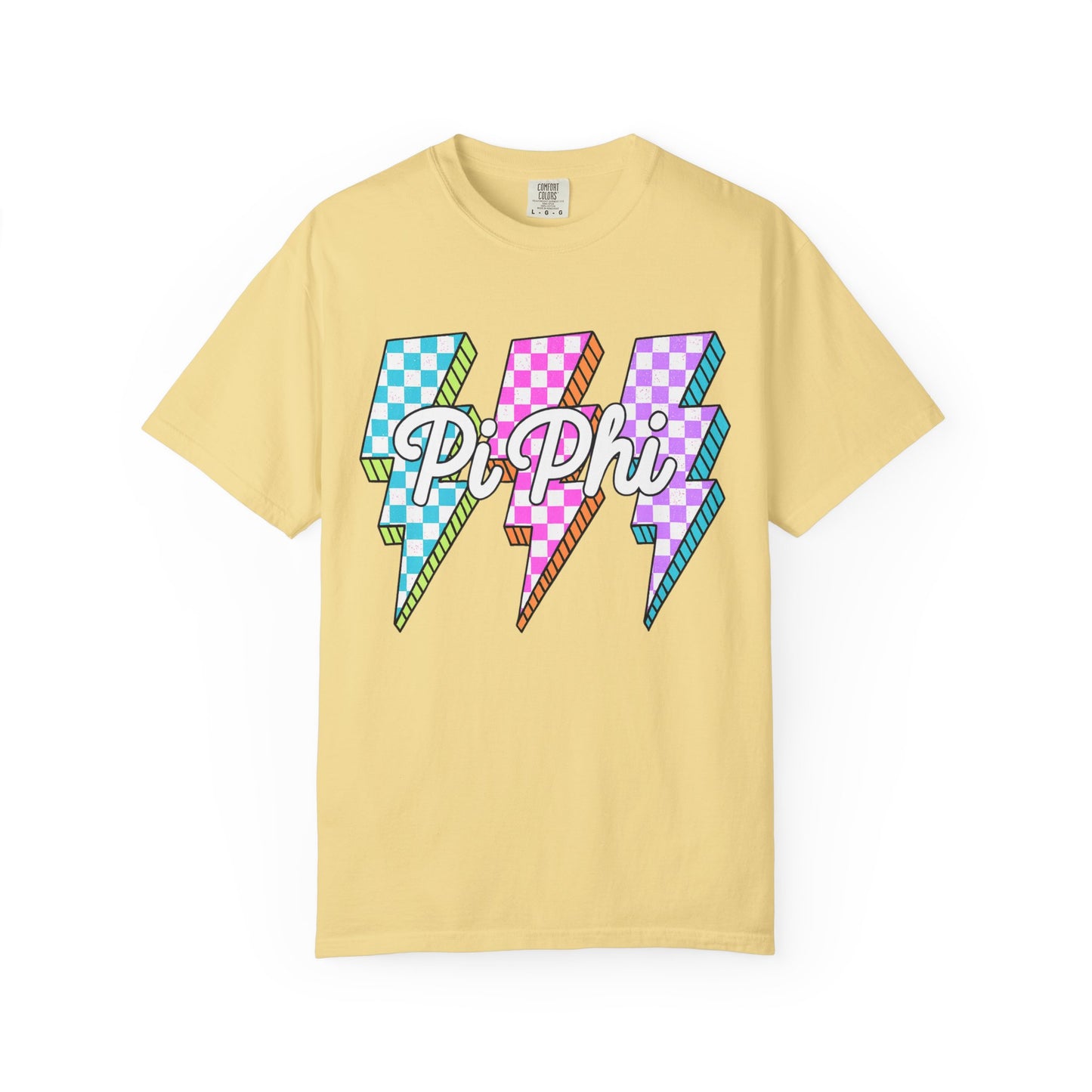 PB Phi Lightning Bolt Unisex T-shirt | Vibrant Greek Life Apparel, Unique Gift for Sorority Sisters, Casual Wear, Celebrating Sisterhood