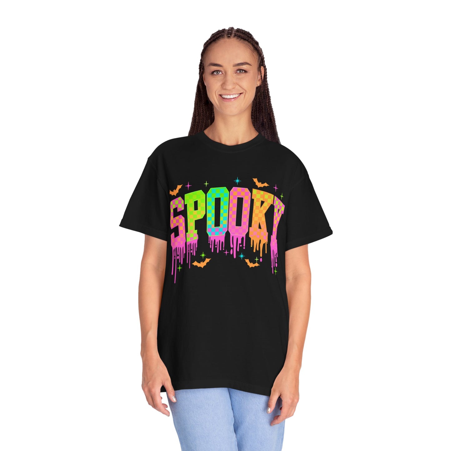 Colorful Neon Checkered Spooky T-Shirt