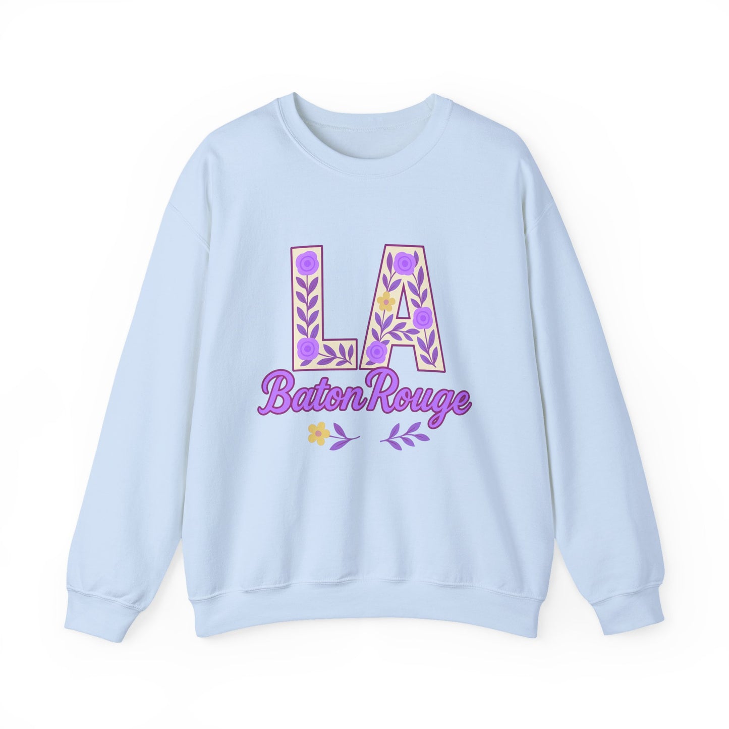 LA Baton Rouge Floral Sweatshirt, Cozy Crewneck for Fall, Gift for Friends, Casual Outing, Southern Style Apparel