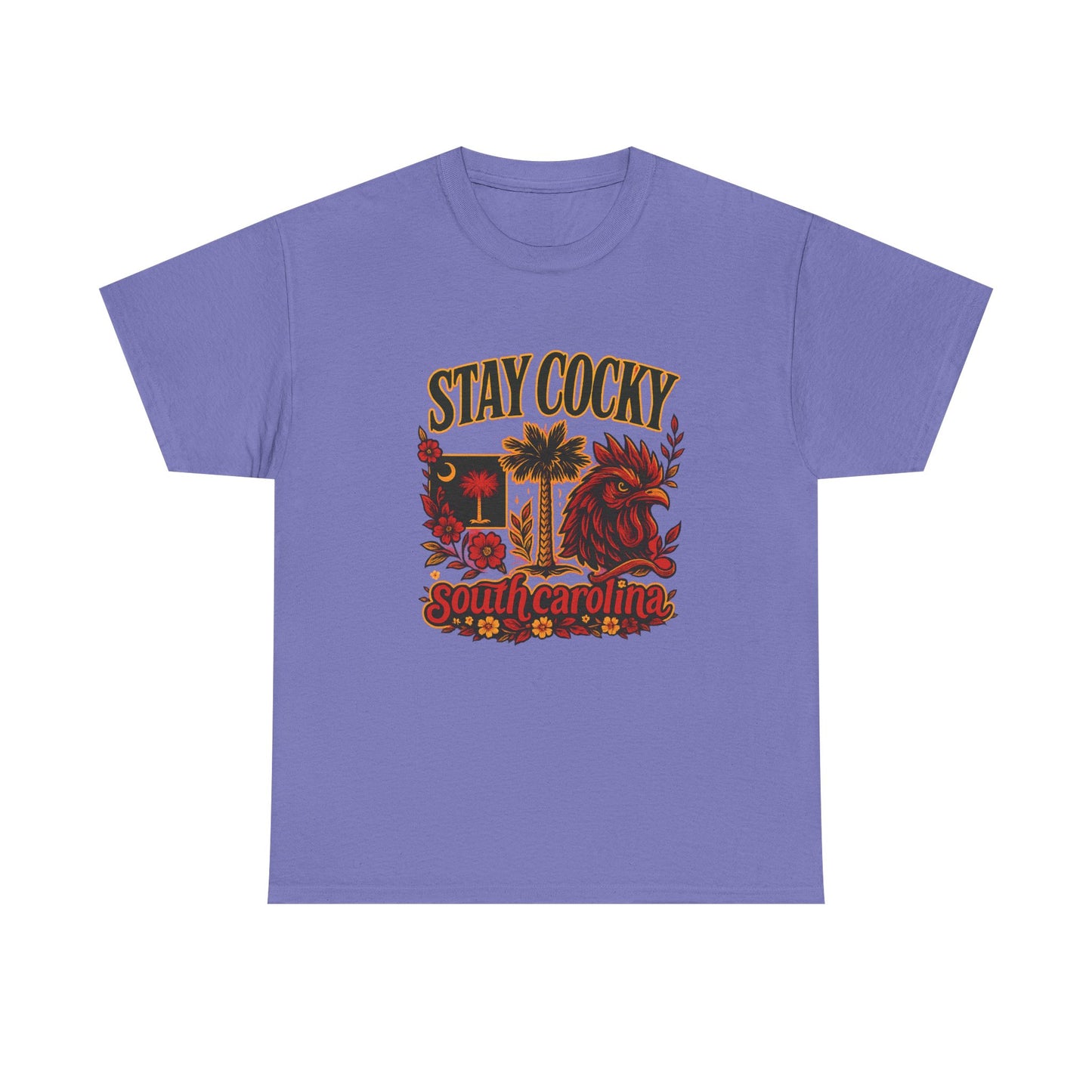 Stay Cocky Unisex Heavy Cotton Tee, Casual Graphic Tee, South Carolina Pride Shirt, Fun Vacation Wear, Perfect Gift for Gamecocks Fans