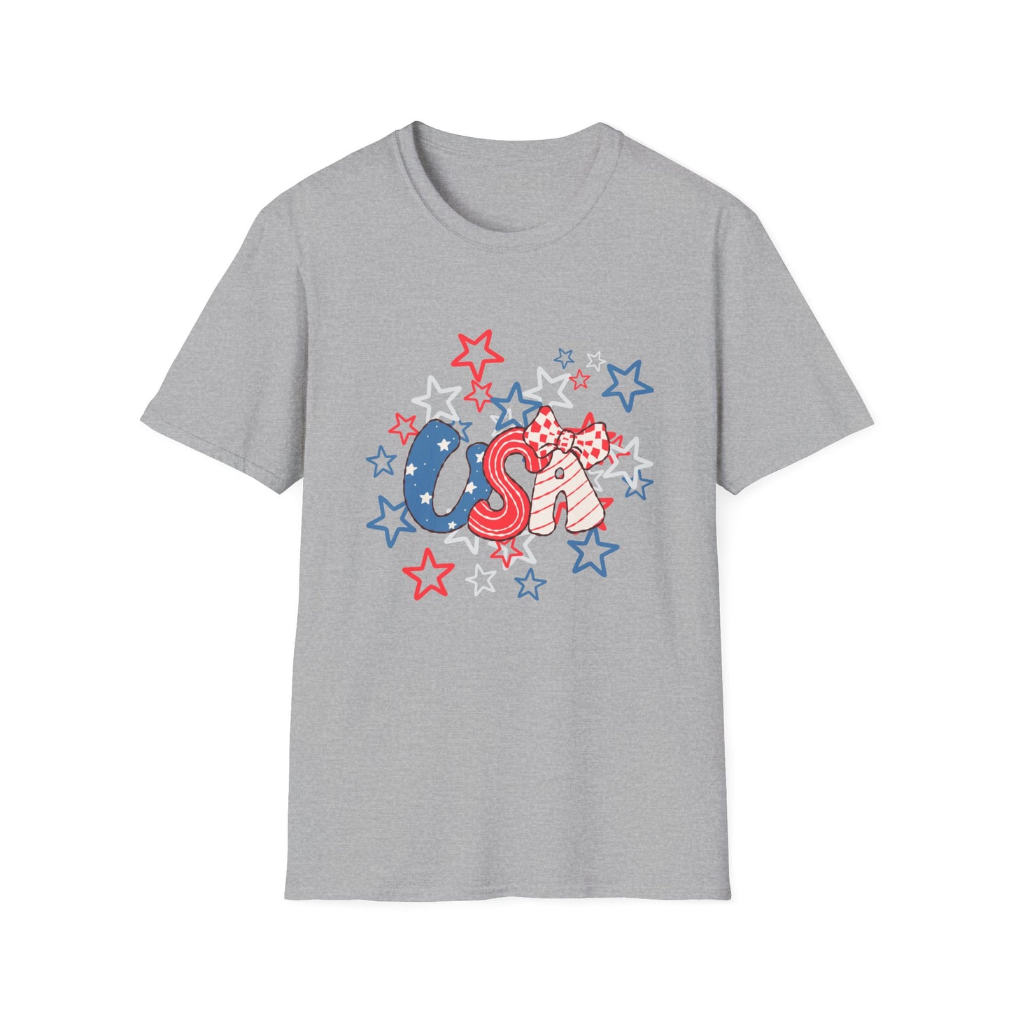 Patriotic Unisex T-Shirt for Independence Day, July 4th Celebration, Star-Patterned Tee, USA Graphic Top, Casual American Apparel