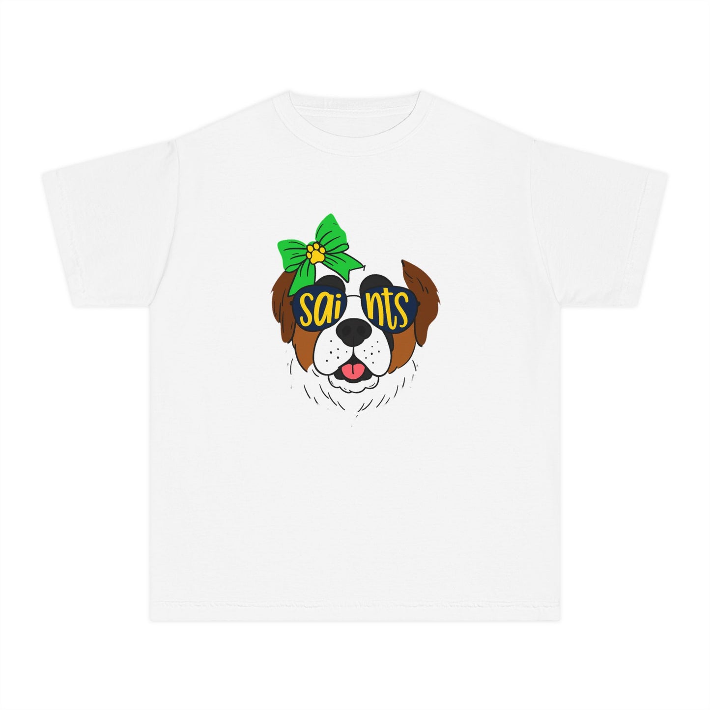 Saints Dog Youth Tee, Cute Puppy T-Shirt, Pet Lover Gift, Casual Wear, Birthday, Family Reunion, Dog Show