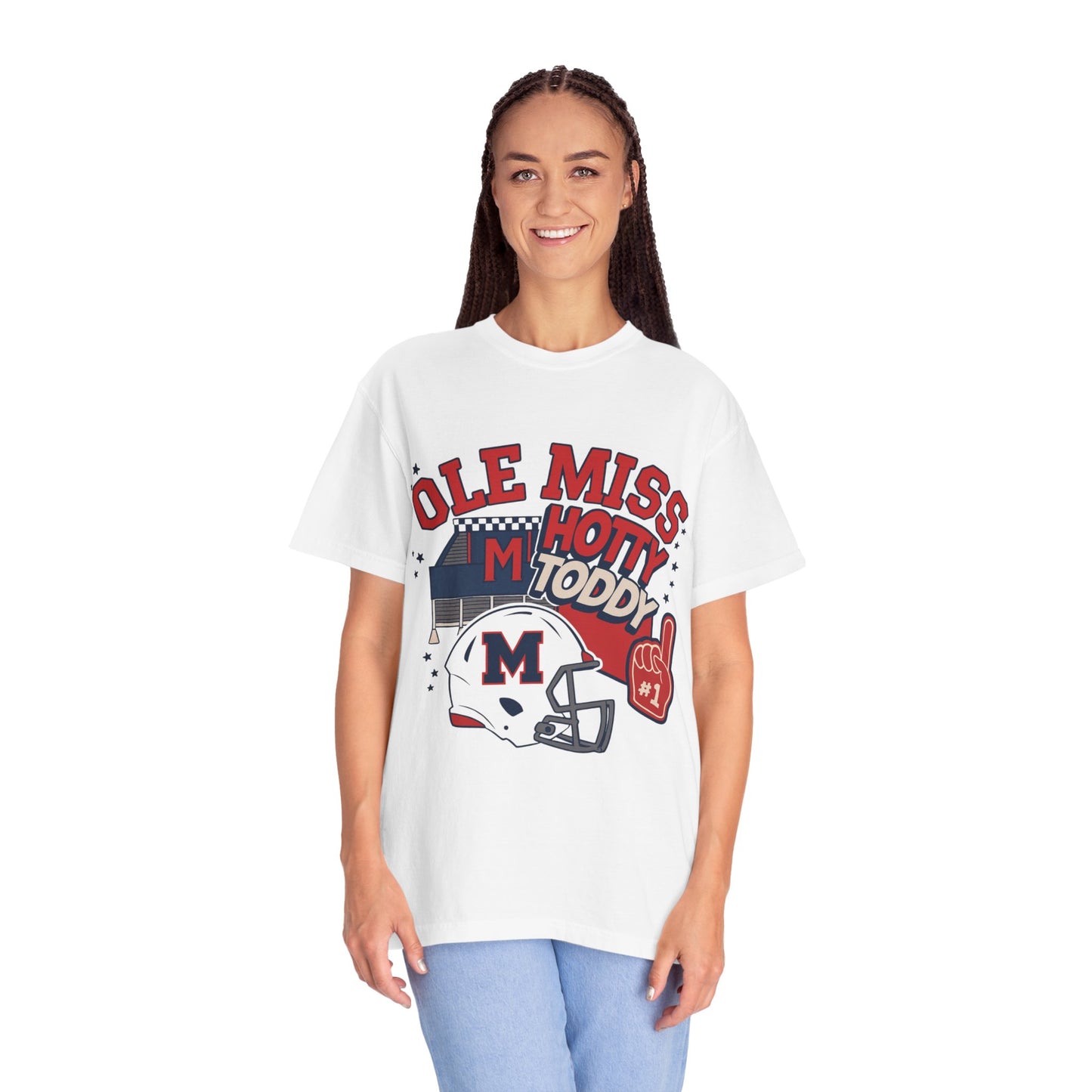 Ole Miss Hotty Toddy Unisex Garment-Dyed T-Shirt, College Sports Tee, Game Day Apparel, Tailgate Shirt, Fan Gear