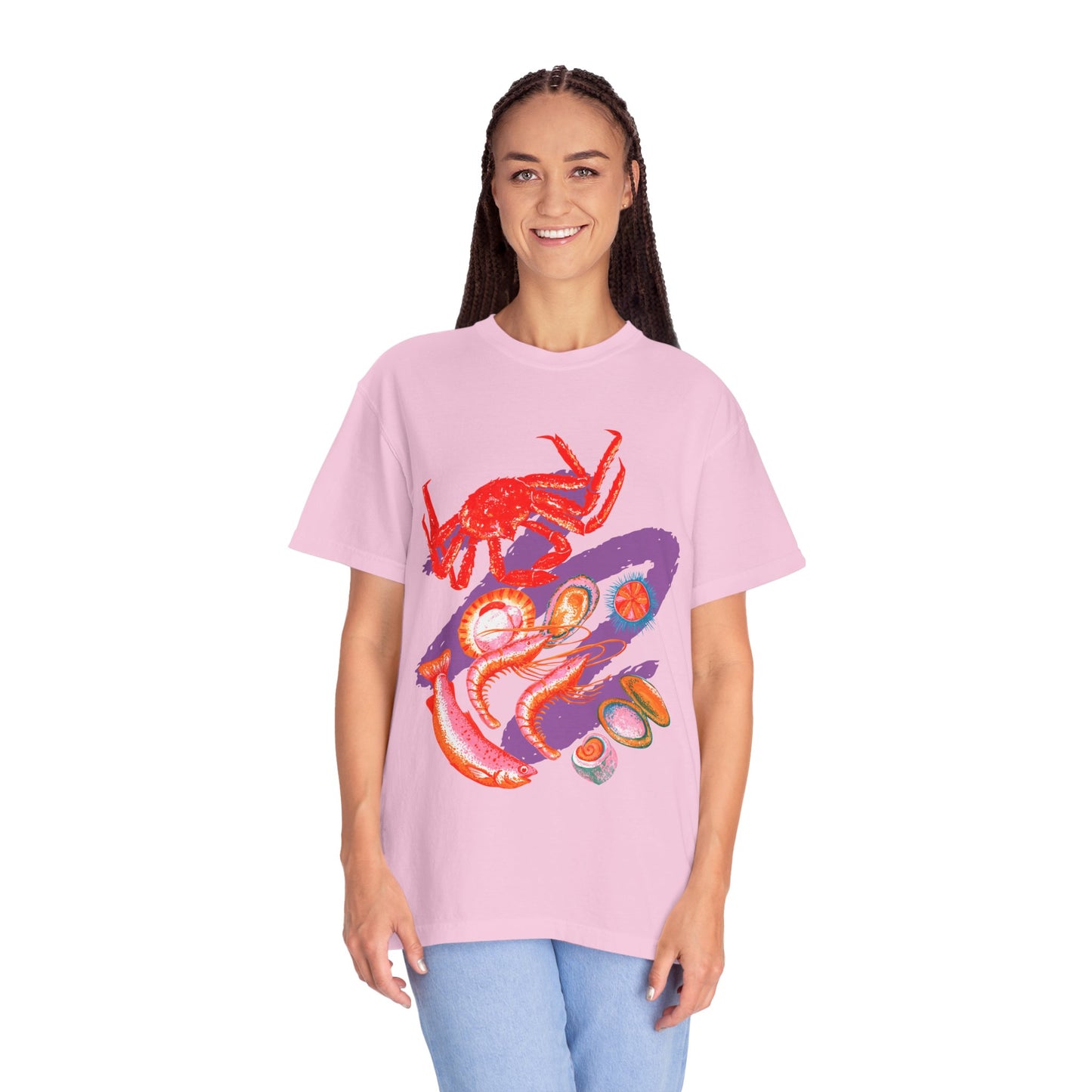 Comfort Colors Vibrant Seafood T-Shirt, French Coastal Tee, Distressed Shirt, Oversized Coquette Aesthetic, Nautical Style