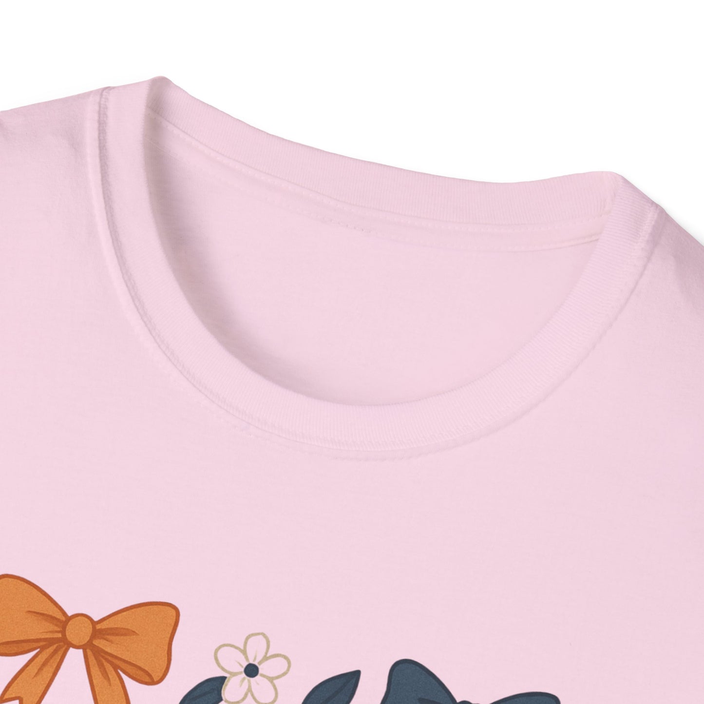 AU Floral Bow Graphic T-Shirt, Softstyle Tee, Botanical Print Shirt, Gift for Her, Casual Wear, Summer Fashion, Vintage Aesthetic