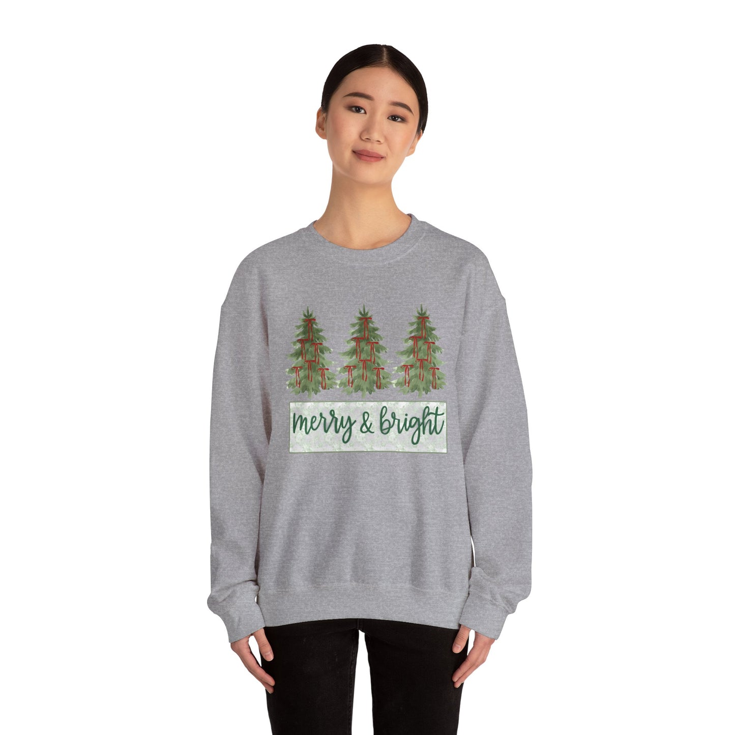 Merry & Bright Crewneck Sweatshirt | Cozy Holiday Gift, Unisex Apparel, Christmas Sweatshirt, Festive Fashion, Winter Wardrobe Essential