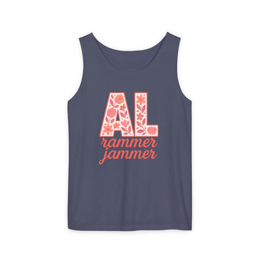 Floral Alabama Rammer Jammer Tank Top, Summer Tee, College Apparel, Game Day Shirt, Unisex Summer Clothing, Southern Style Top, Comfort Colors, Graduation Gift