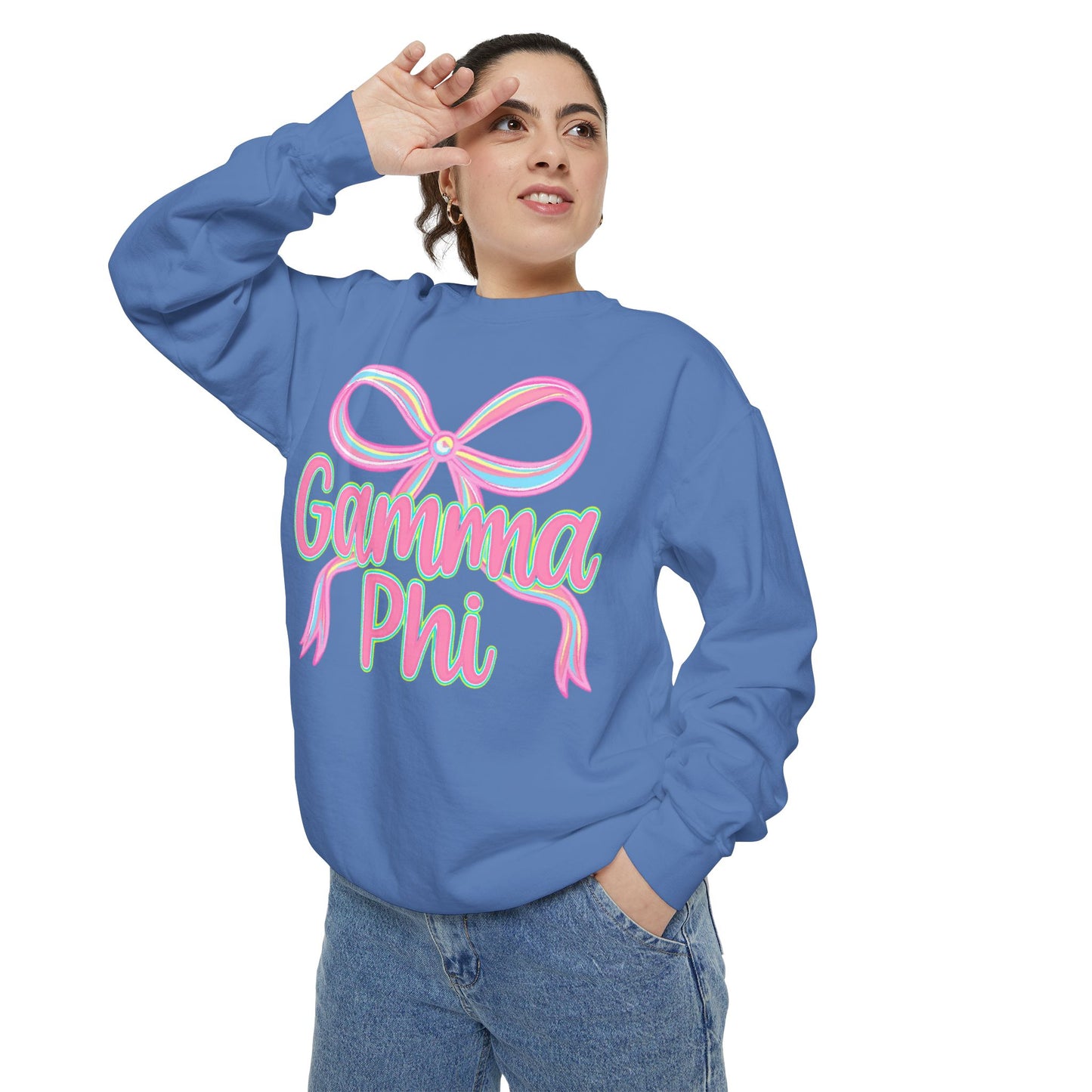 GammaPhi Garment-Dyed Sweatshirt | Cozy Sorority Sweatshirt, Unisex Apparel, Sorority Gift, Casual Wear, College Spirit Wear