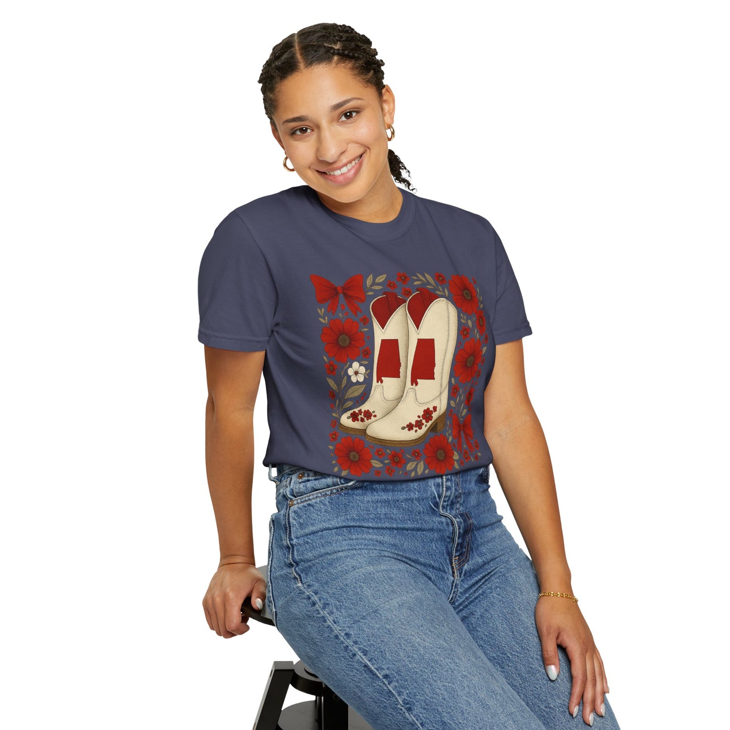 Vintage Cowboy Boots Floral Unisex T-shirt - Alabama Fan, Bama Game Day