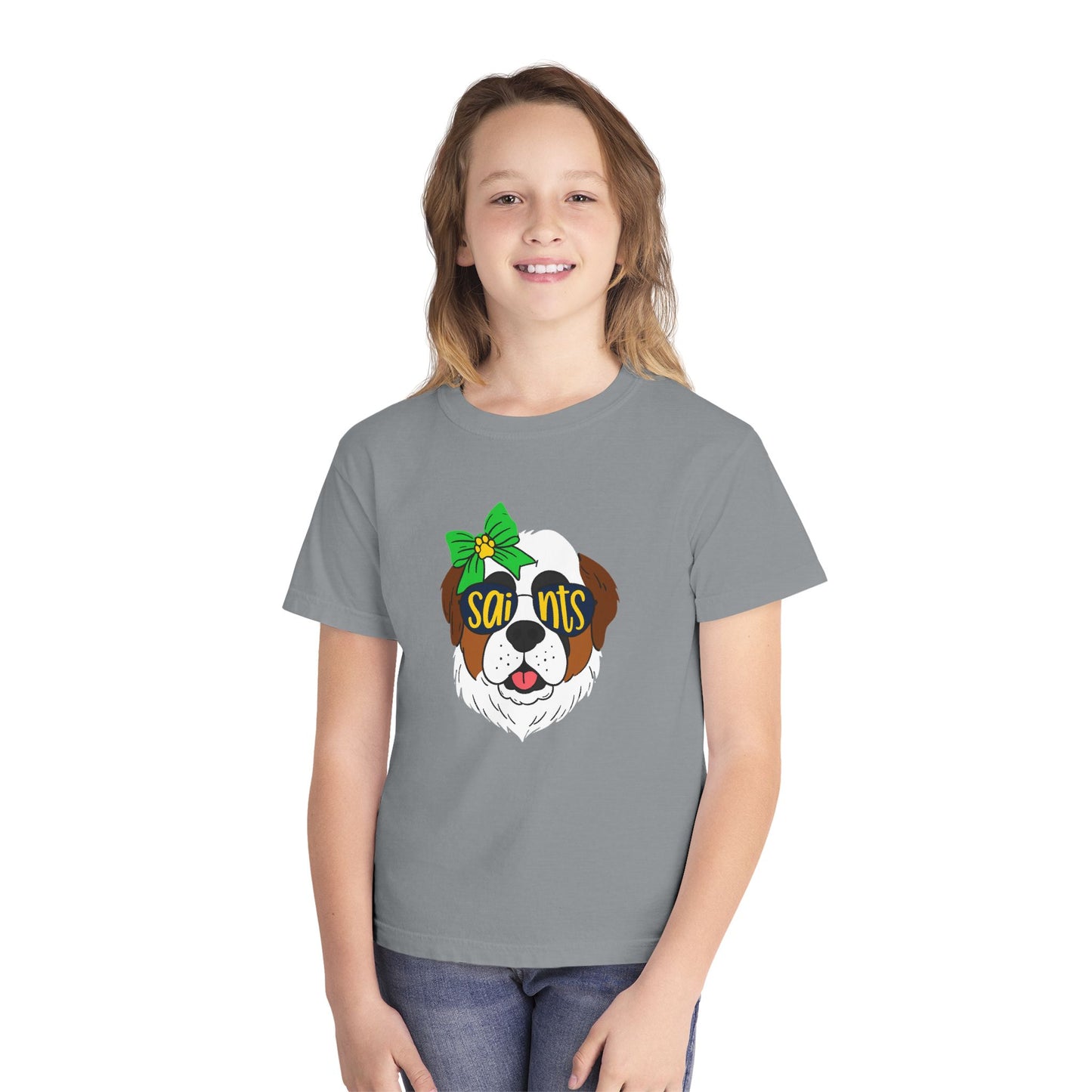 Saints Dog Youth Tee, Cute Puppy T-Shirt, Pet Lover Gift, Casual Wear, Birthday, Family Reunion, Dog Show