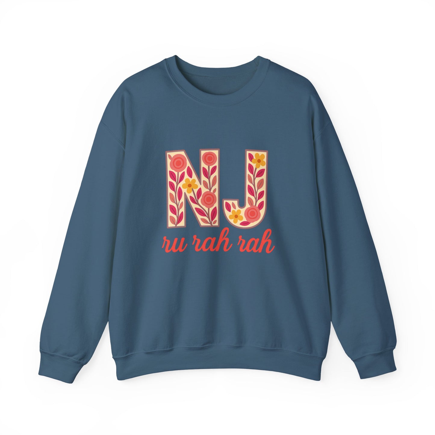 NJ Floral Pattern Crewneck Sweatshirt, Cozy Jersey, Casual Layer, Unique Gift, Fall Fashion, Unisex Apparel