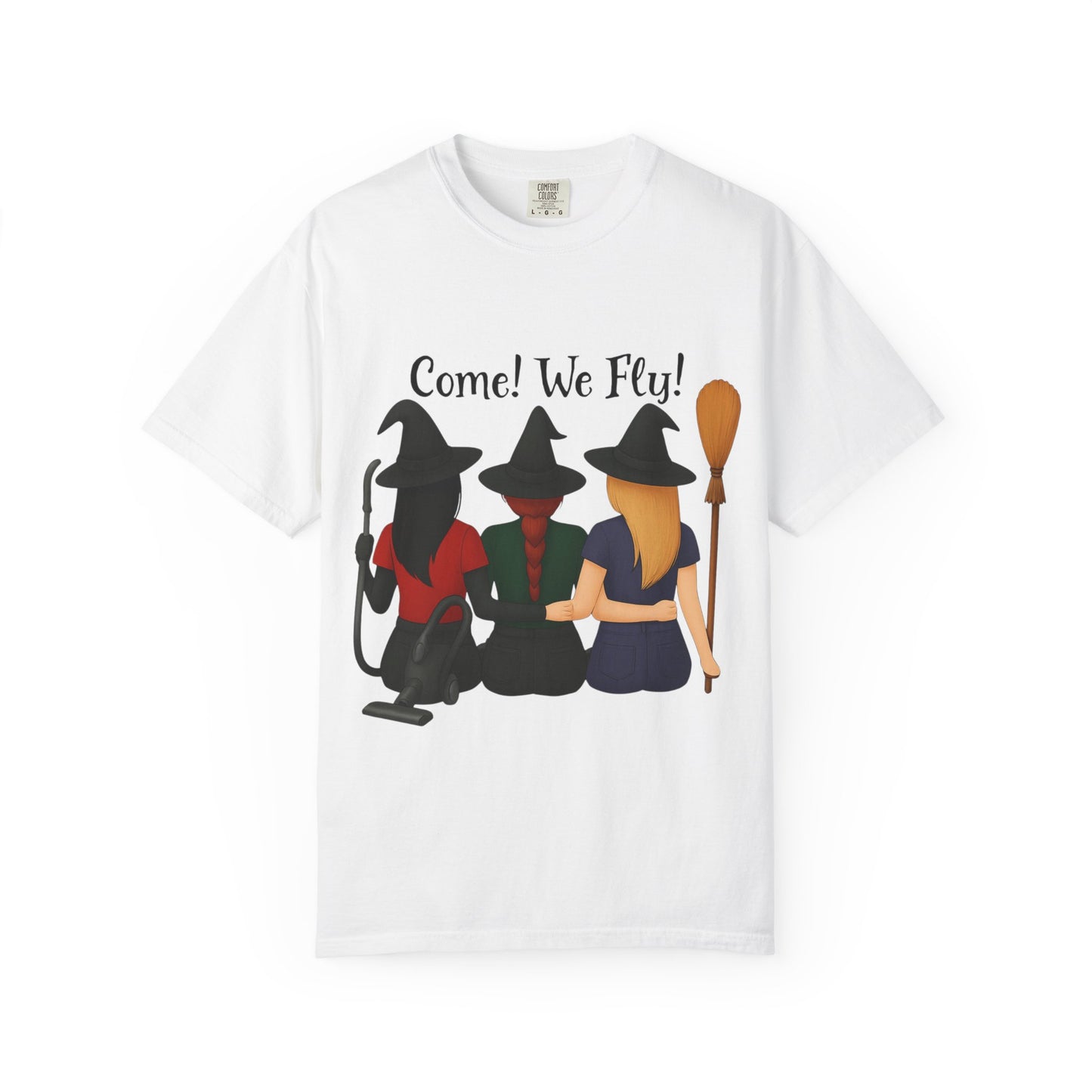Witchy Halloween T-shirt - Come We Fly Unisex Garment-Dyed Tee