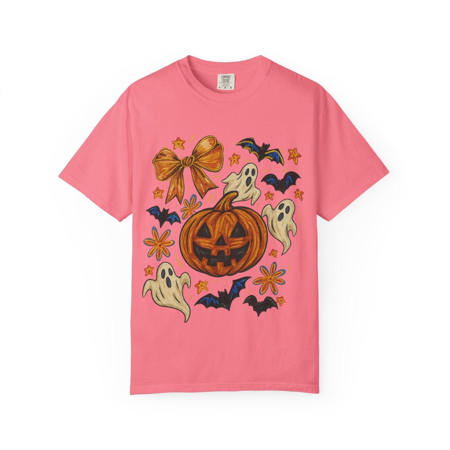 Halloween Ghost & Pumpkin T-shirt, Spooky Season Shirt, Fall Tee, Unisex Halloween Apparel, Ghostly Graphic Tee, Pumpkin Graphic Shirt