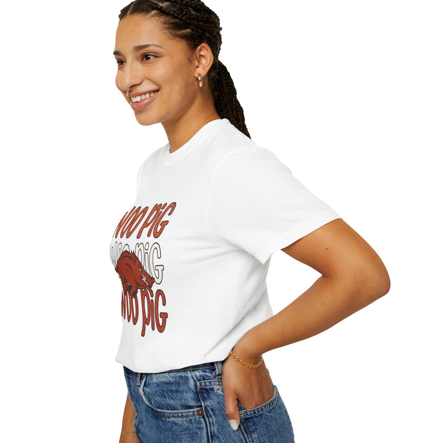 Woo Pig Garment-Dyed T-Shirt, Unisex Tee, Arkansas Pride Shirt, Casual Everyday Wear, College Game Day Tee, Fun Graphic Tee