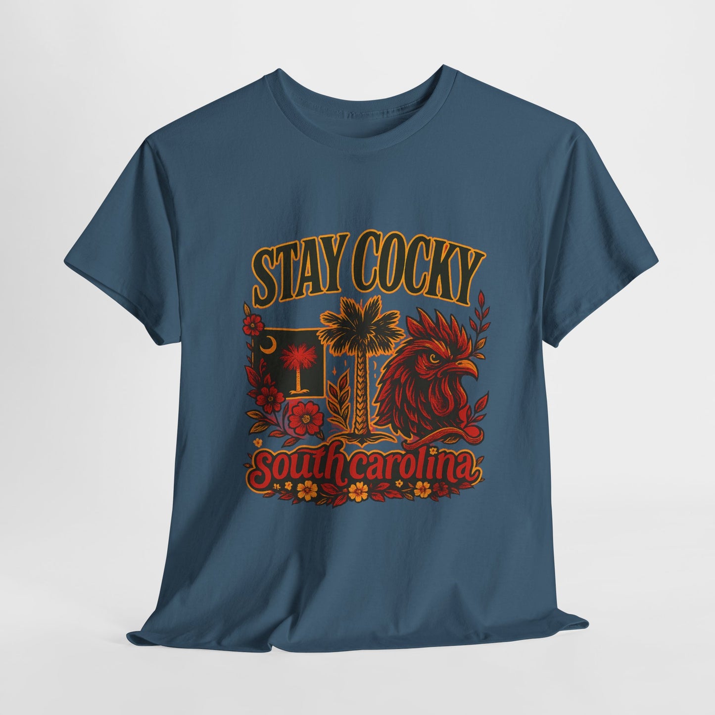 Stay Cocky Unisex Heavy Cotton Tee, Casual Graphic Tee, South Carolina Pride Shirt, Fun Vacation Wear, Perfect Gift for Gamecocks Fans