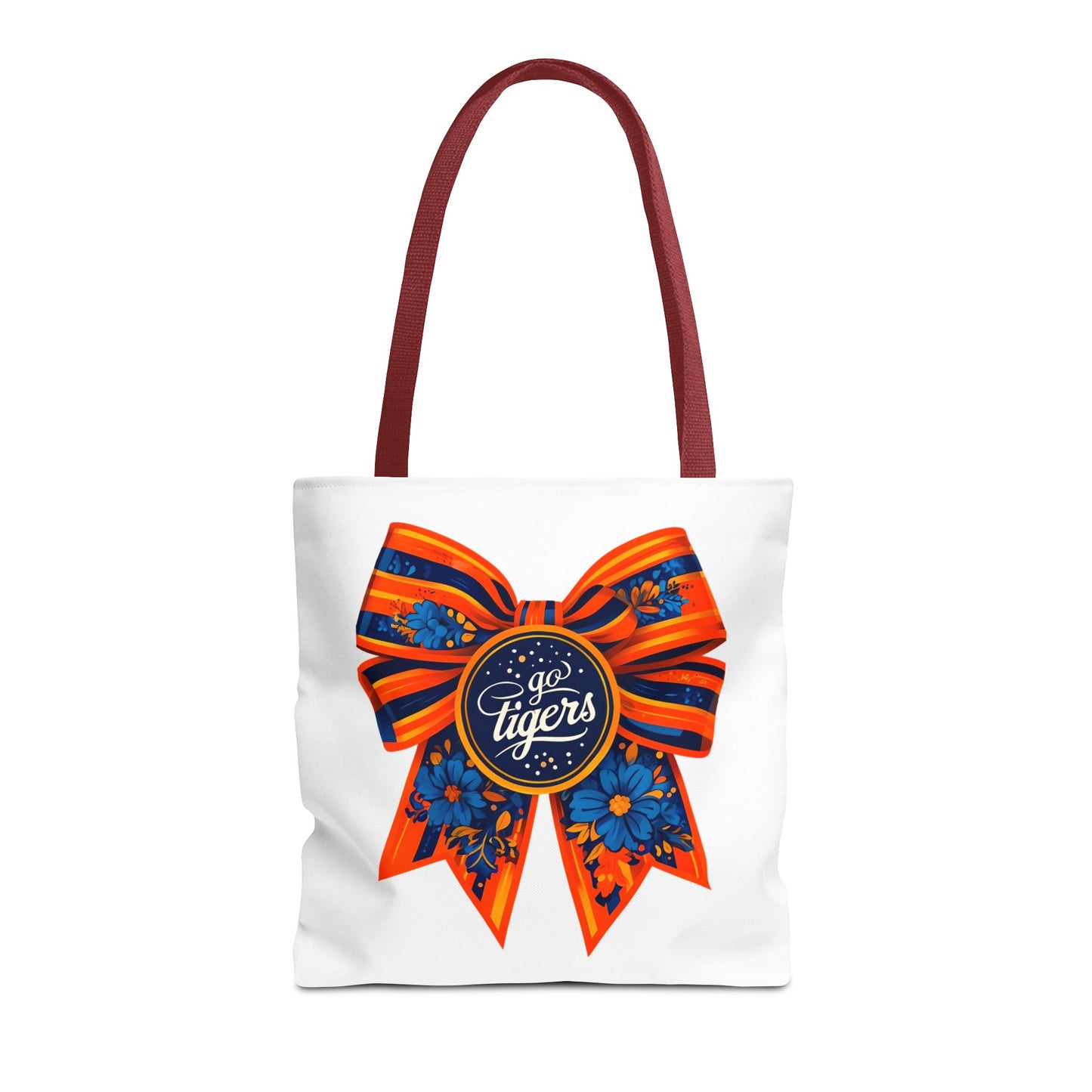 Cheerful Floral Tote Bag - Go Tigers, Sports Fan Gift, Custom Tote, Floral Design, Game Day Bag, Personalized Shopping Bag
