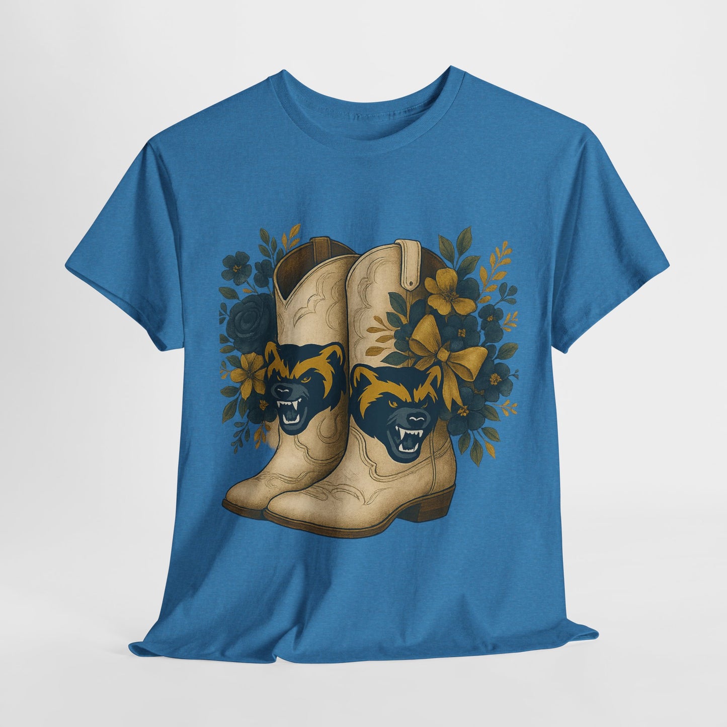 Graphic Tee - Michigan Wolverines Maize and Blue Country Chic Floral Cowboy Boots Vintage Style Shirt
